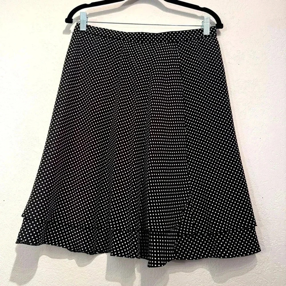 Vintage Carlisle 100% Silk Polka Dot Ruffled Lined Skirt size 12 - Picture 1 of 10